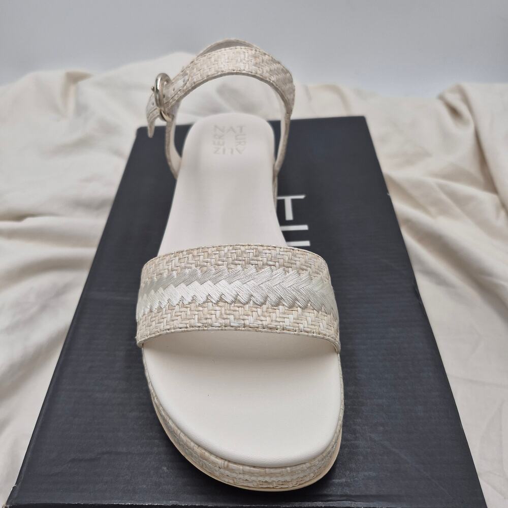 NEW Naturalizer Neila 2 espadrille platform sole wrapped raffia Sandal cream 9.5 - Picture 4 of 8